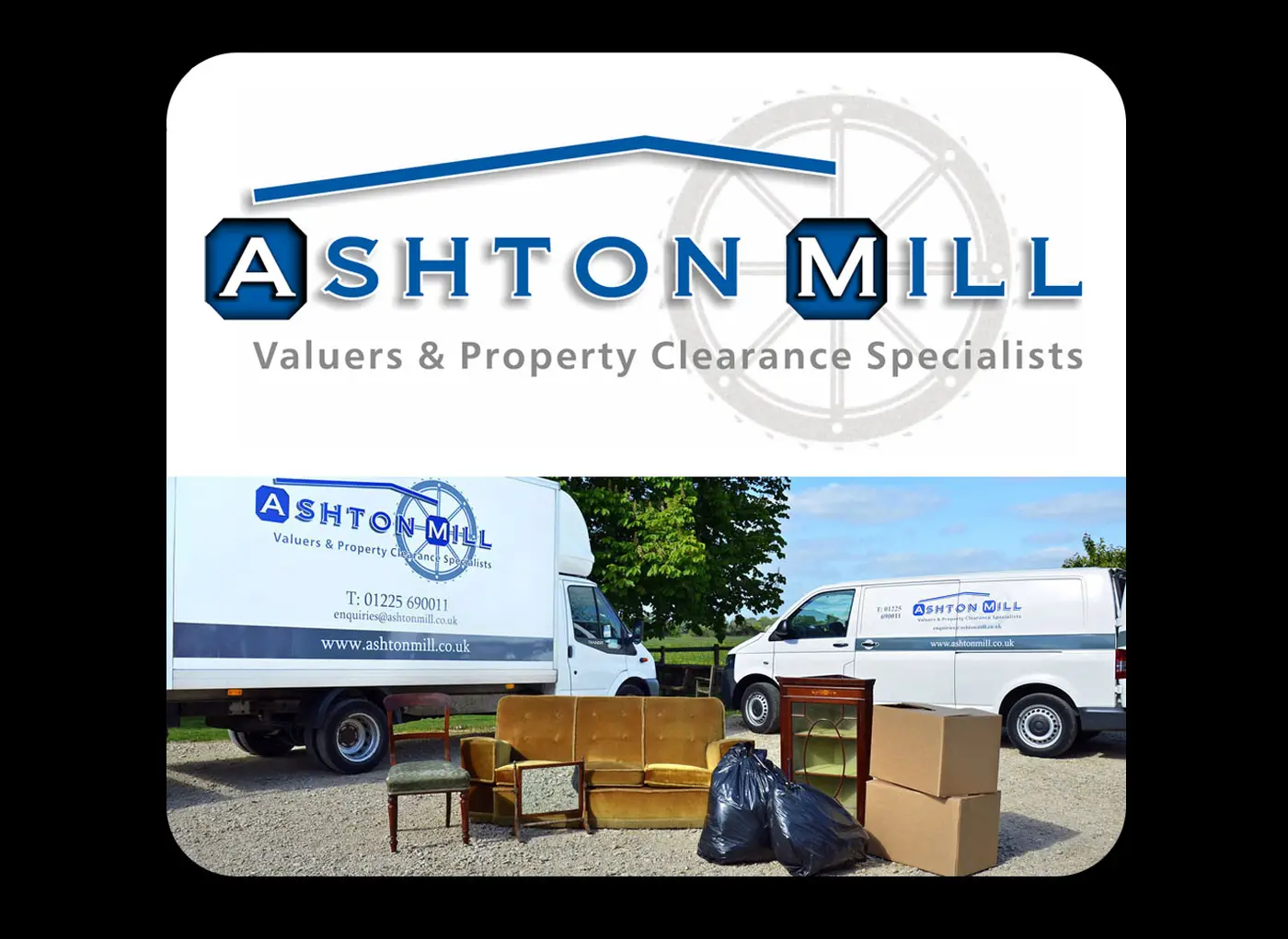 Identity - Logo for Ashton Mill Valuers and Property Clearance Specialists, Melksham - Design, Specifications & Artworks.