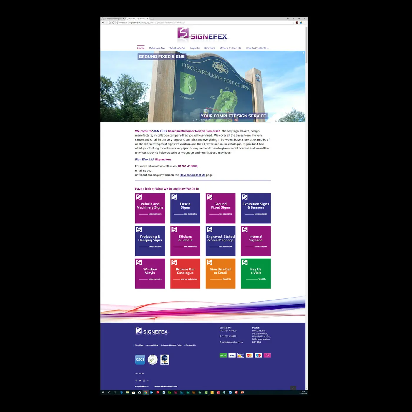 Web - 20 Page Portfolio Website for Signefex, Sign-Makers, Midsomer Norton - WordPress - Design & Production - Hosting & Email.